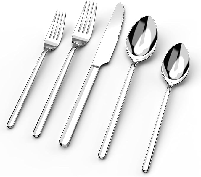 KINGSTONE Silverware Set, 10 Piece Flatware Cutlery Set for 2, 18/10 Stainless Steel Silverware Mirror Polished Dishwasher Safe for Home, Restaurant, Wedding, Party