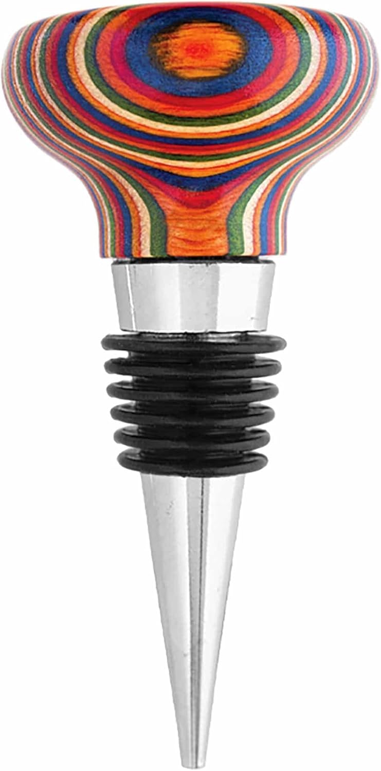 Totally Bamboo Baltique Marrakesh Collection Wine Bottle Stopper, Multicolor Leak-Proof & Reusable Wine Saver, Preserves Beverage Freshness