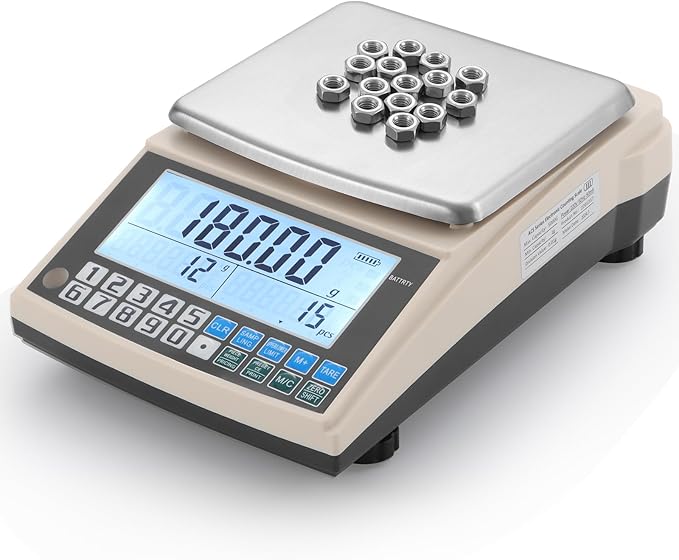 Lab Scale 5000gx0.01g High Precision Lab Gram Counting Scale with RS232 Port & Calibration Weight & Battery, Lab Analytical Balance Scientific Electronic Scale for Kitchen, Jewelry, Gold, Industrial