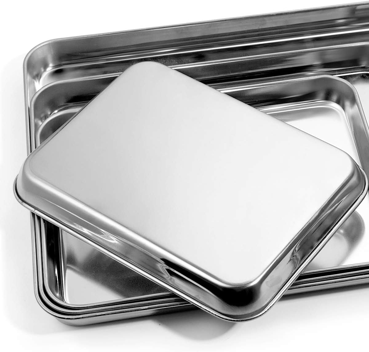 Baking Sheet Set of 4, Yododo Stainless Steel Baking Pan Tray Cookie Sheet, Non Toxic & Healthy, Mirror Finish & Rust Free, Easy Clean & Dishwasher Safe (16inch 12inch 10inch 9inch)
