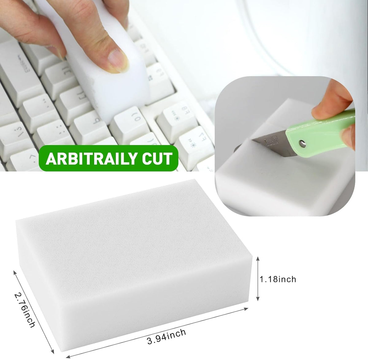 52 Pack Melamine Sponge Thick Melamine Foam in Bulk 2X Thicken Multi-Functional Sponge Eraser for Kitchen Bathroom Sink Tile Office 3.94x 2.76x 1.18in