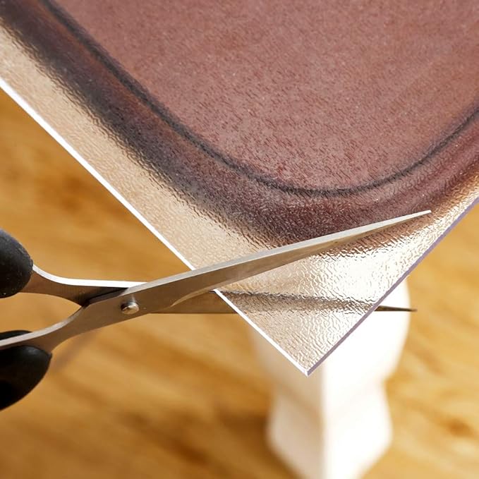 NECAUX Custom Multi-Size 1.5mm Thick Clear PVC Table Cover Protector - 42 x 96 Inch Kitchen Wood Grain Vinyl Table Cover Rectangular Table Pad for Dining Room Table/Meeting Table