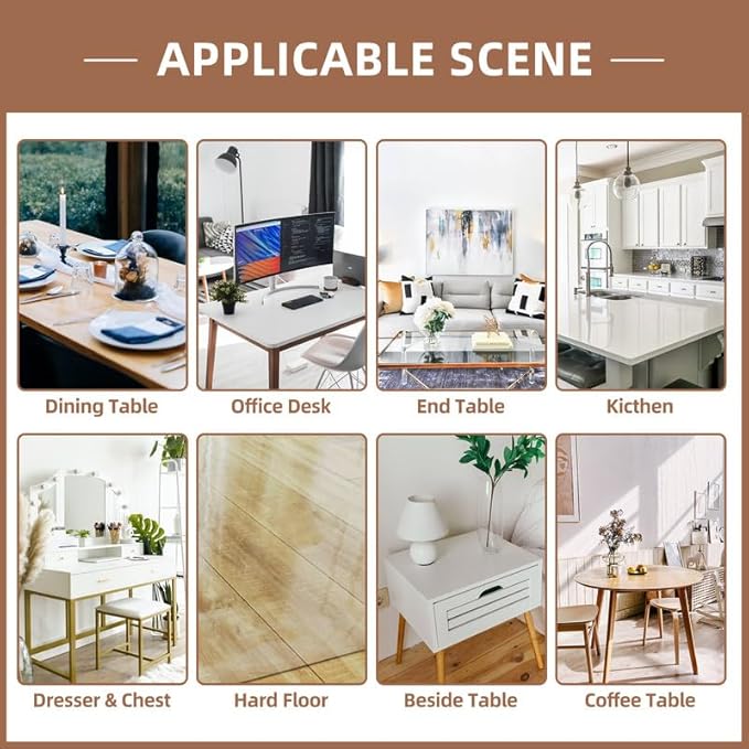 Warmstar Clear Table Cover Protector 30 x 30 Inch,1.5mm Thick Plastic Table Cover Rectangle,PVC Clear Table Protector,Desk Protector Mat for Kitchen, Dresser, Writing Desk，Dining Room Table