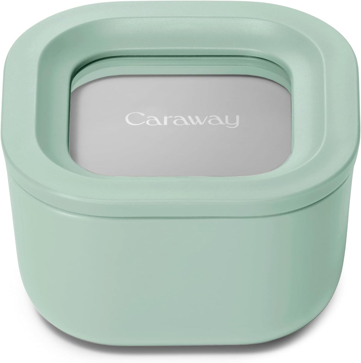 Caraway Mini Square Food Storage Container - 1.75 Cup Glass Storage Container for Food - Non-Toxic Ceramic-Coated Glass - Air Release Technology - Compact & Stackable Design - Mist