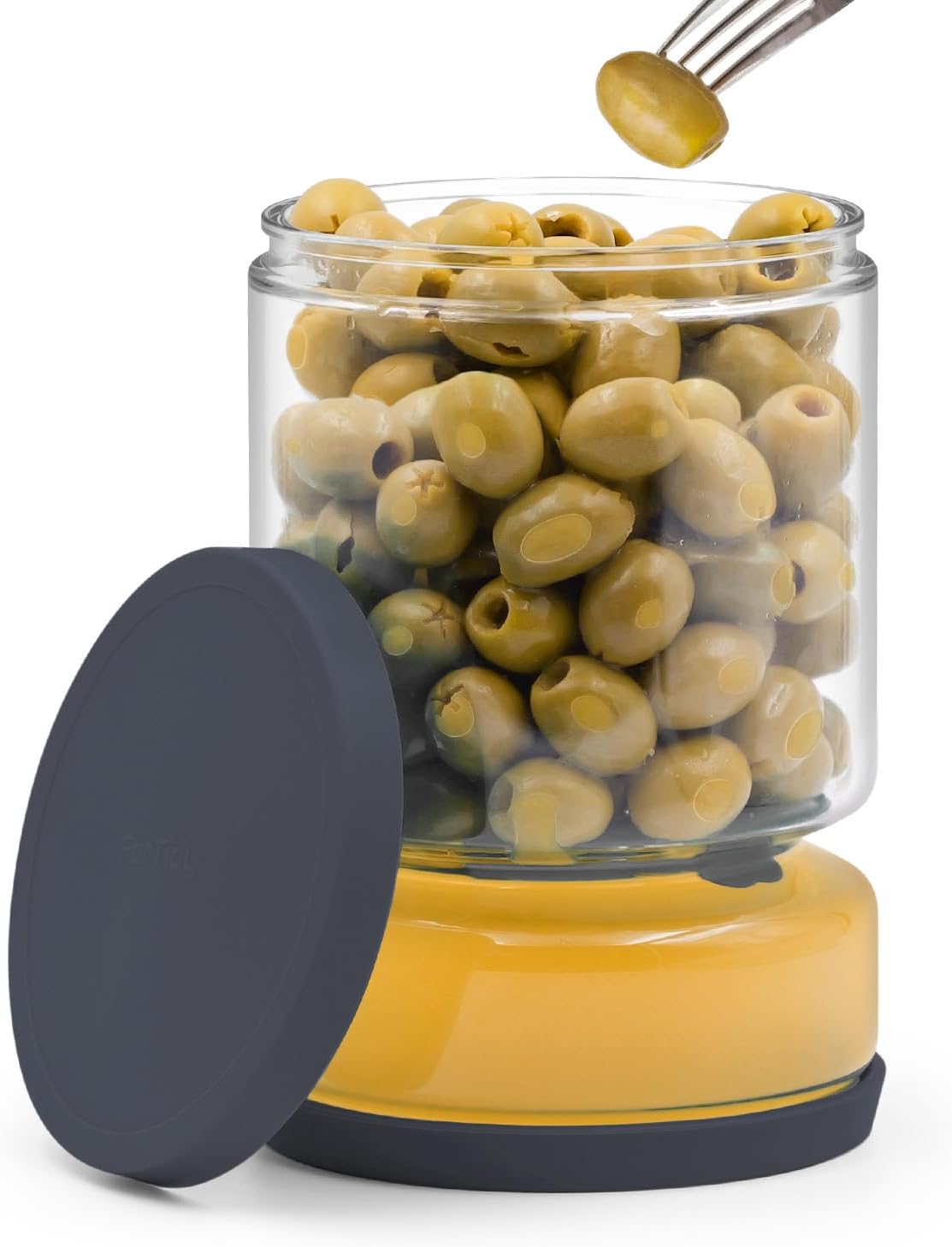Airtight Glass Pickle and Olive Container - 50 OZ Jar with Strainer for Pickle Lover, Kitchen Organization Must-Have Versatile Food Keeper, BPA-Free, Dishwasher Safe (Midnight Blue)