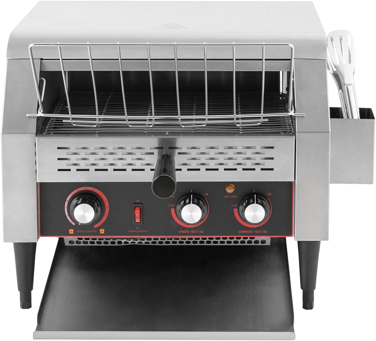 Commercial Conveyor Toaster 450 Slices/Hour Stainless Steel Conveyor Restaurant Toaster 2400W Countertop Electric Industrial Toasters w/Double Heating Tubes for Bun Bagel Bread Baked Food