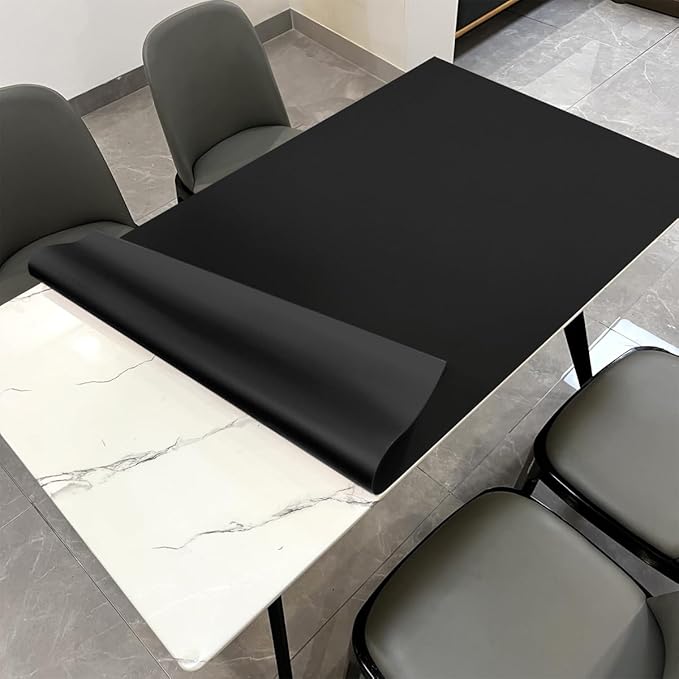 Leather Desk Pad Protector - 48x90 Inch Waterproof Easy to Clean Can Conceal Flaws Protector The Table Top from Scratches Used for Dining (Black+Black 48x90)