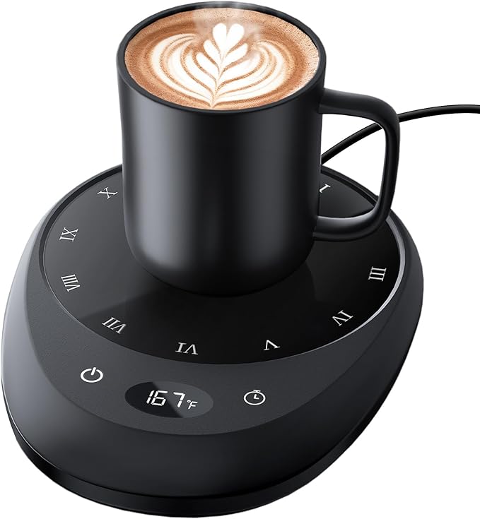 MEION Coffee Mug Warmer for Desk, Coffee Cup Warmer, 4 Temp Settings & 1-12H Timer, Coffee Warmer with Auto Shut Off Smart Gravity Sensor, Beverage & Candle Warmer Coffee Gifts Accessories(Black)
