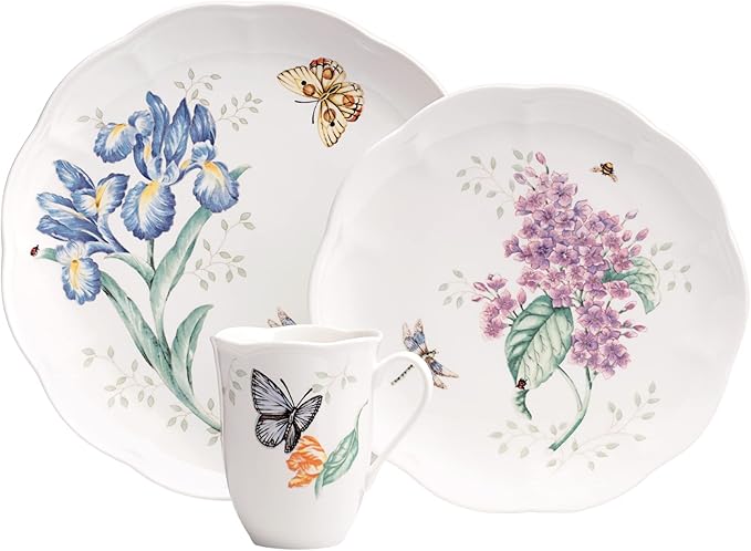 Lenox 6342794 Lenox Butterfly Meadow 18-Piece Dinnerware Set White