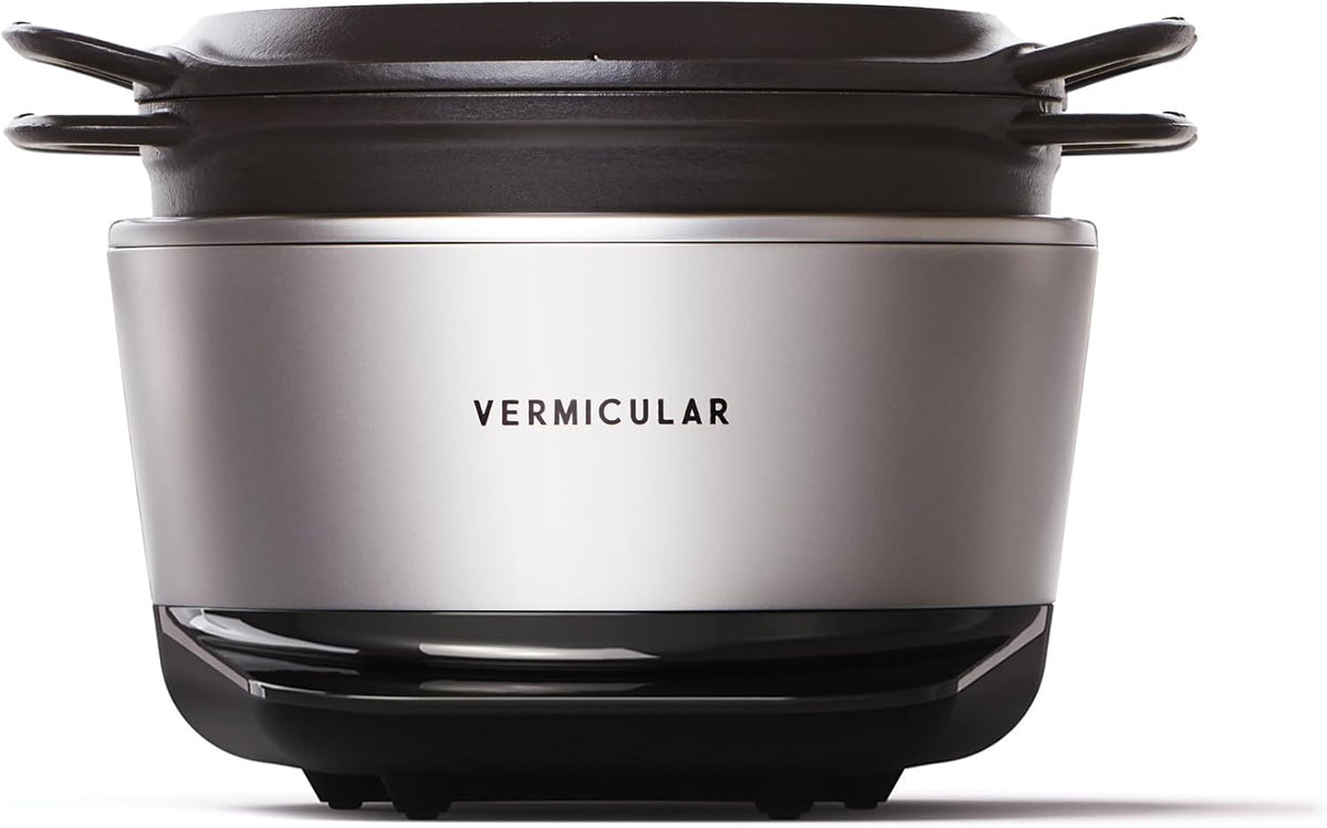 Vermicular Musui–Kamado (RICEPOT) | Cast Iron Induction Cooker | Precision Multicooker | Japanese Rice Cooker | Slow Cooker | Non-Toxic Enameled Cast Iron Pot | Matte Black & Silver | US Model (120V)