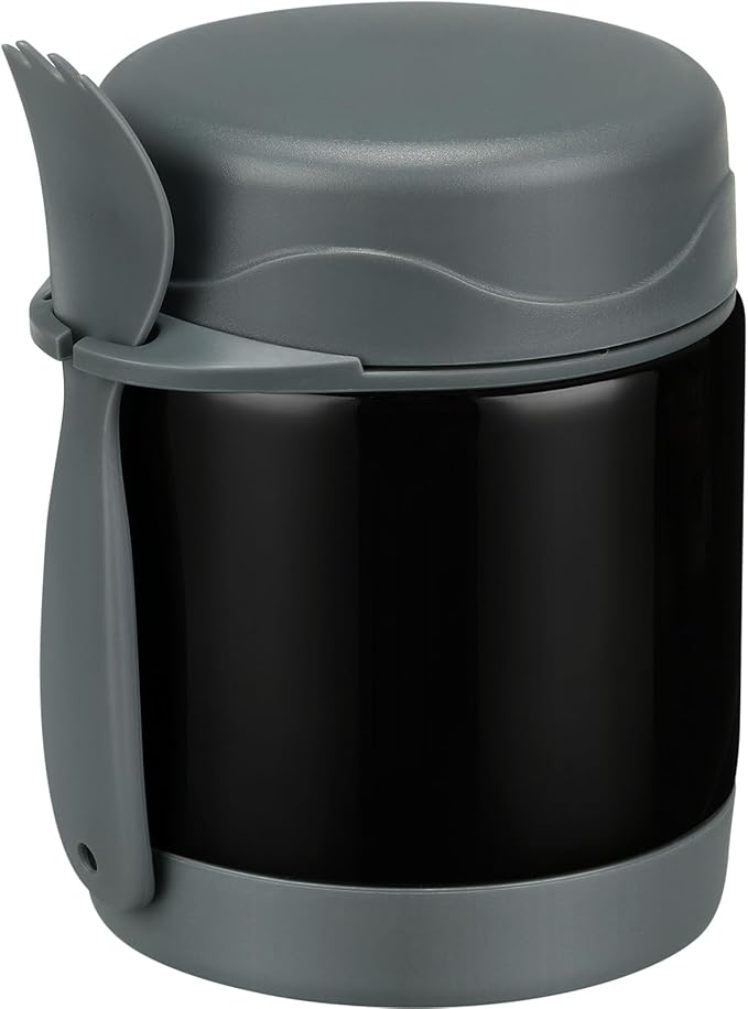 Howeemo 10oz Soup Thermo for Hot Food Kids,Lunch Kids Jar with Spoon Insulated Containers,Leak Proof Stainless Steel Wide Mouth Lunch School(Black)