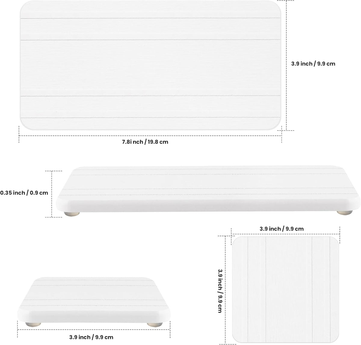 evory Set of 4 Water Absorbent Diatomite Tray, Kitchen Soap,Diatomaceous Earth Bathroom Soap Dishes,Sponge Holder for Kitchen Sink, Water Absorbing Stone for Sink Bathtub Vanity