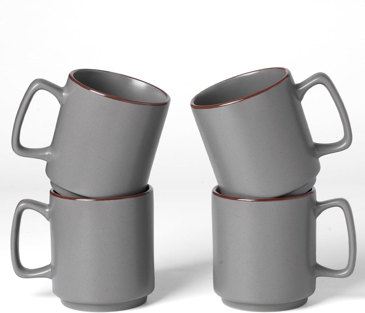 famiware Coffee Mugs Set of 4, Nebula 14oz Coffee Mugs, Ceramic Cup Set with Handle for Latte, Tea, Milk, Cappuccino, Cocoa, Dark Gray