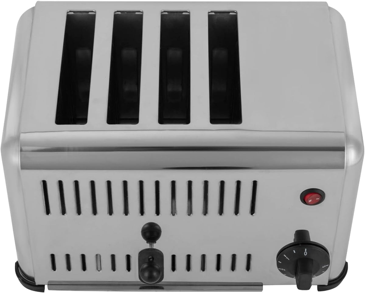 4 Slice Toaster with Wide Slots Commercial Toasters for Restaurant Pop-up Bread Baking Machine 1650W Stainless Steel Toaster Countertop for Toast, Sandwiches, Meatloaf