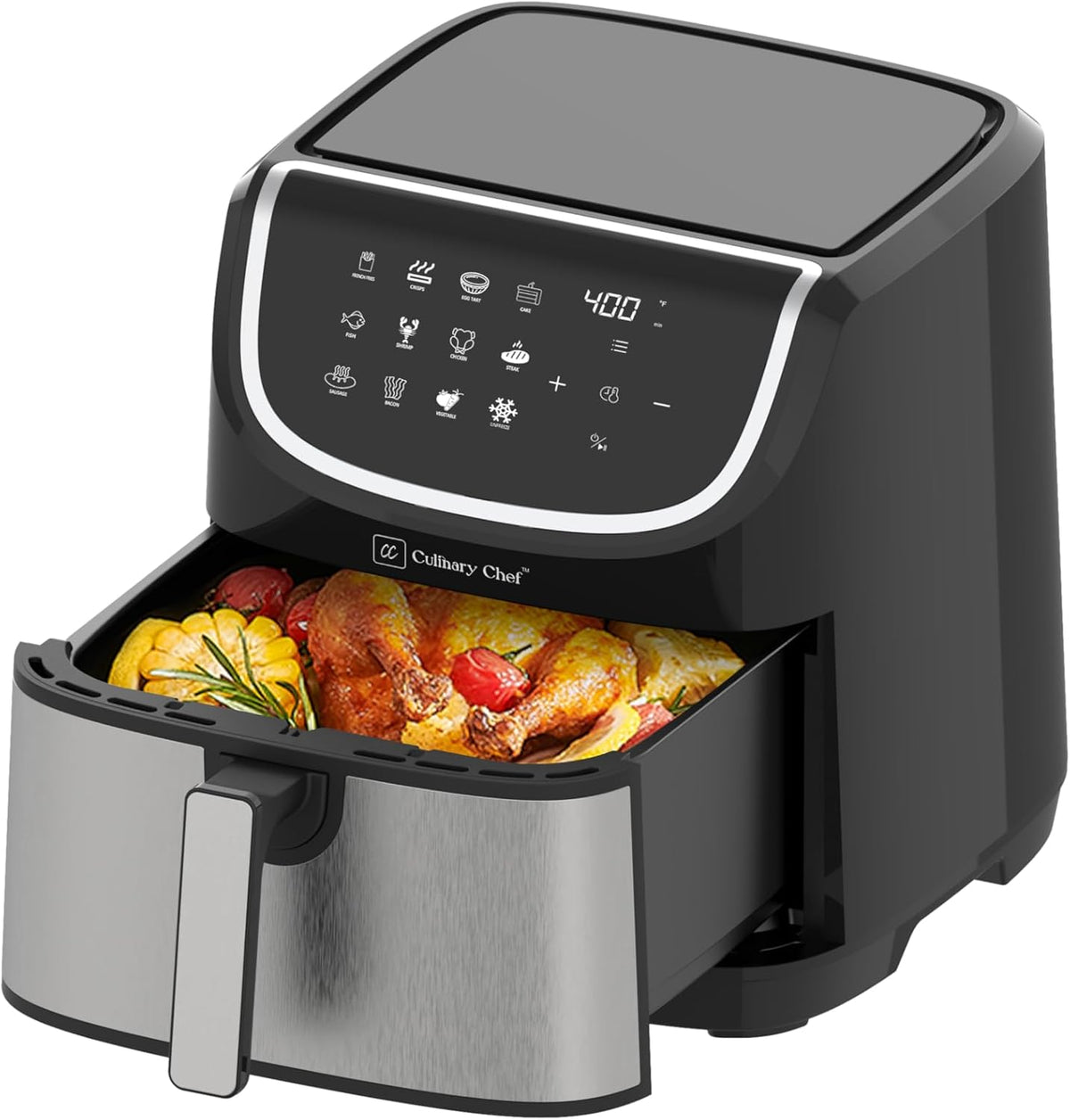 8.45-Quart Electric Air Fryer, Adjustable Temperature, Touch Panel Control, One-Touch Cook Functions, and 360° Rapid Cooking, 1700 Watt Power