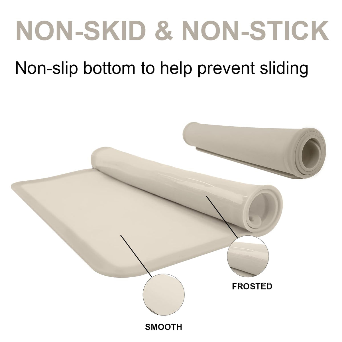 Silicone Placemat for Toddles Kids Non-Slip Reusable Portable Baby Placemats for Restaurant Stain-Proof Children Food Mats Eating Table Mat 2 Pack (Ecru)