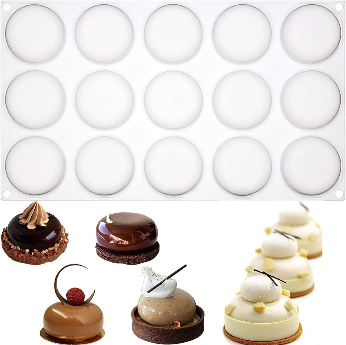 OCPO KITCHEN Stone Silicone Mold for Baking Mousse Cake, Candy, Pastry, Chocolate, Cupcake, Jelly, Cookie, Pudding, Cake Decoration Mold, 3D Stone Shape (15-Cavity)