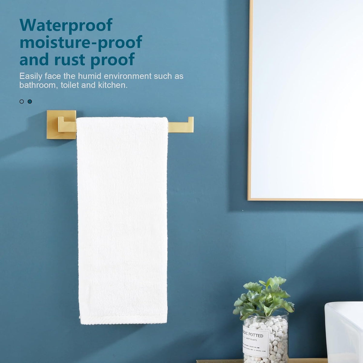 KOKOSIRI Towel Bar Gold Hand Towel Holder for Bathroom Kitchen Hardware Stainless Steel Wall Mounted, Brushed Gold, B3003BG
