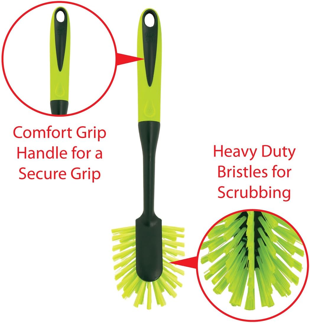 Pine-Sol Scrub Brush Set - Long Handle Cleaning Brushes with Heavy Duty Bristles and Comfort Grip - Scrubbers for Kitchen, Household, and Dishwashing, 2 Pieces