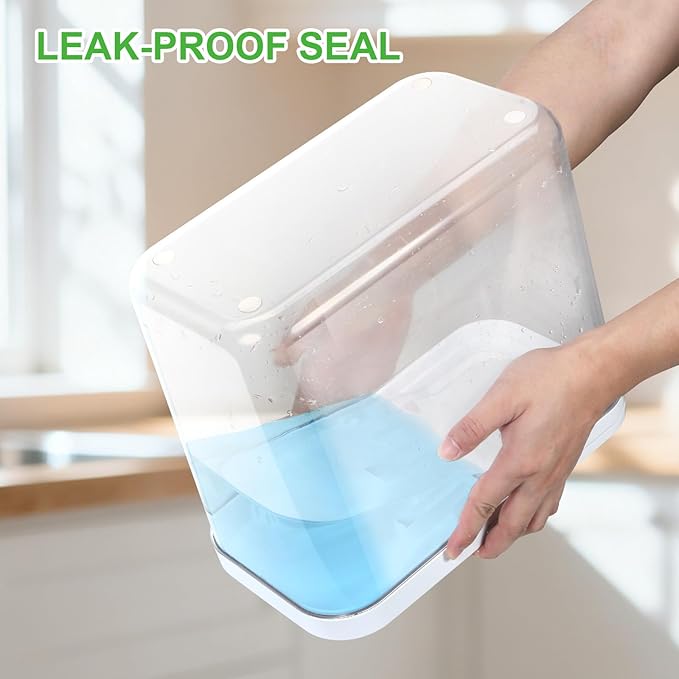 Rice Flour Storage Container - 12.7 Qt | 25 Lbs Crystal-Clear Plastic Food Storage Container Bin with Pop-up Lid for Grains Beans, Dry Food Holder for Kitchen Pantry Organization and Storage