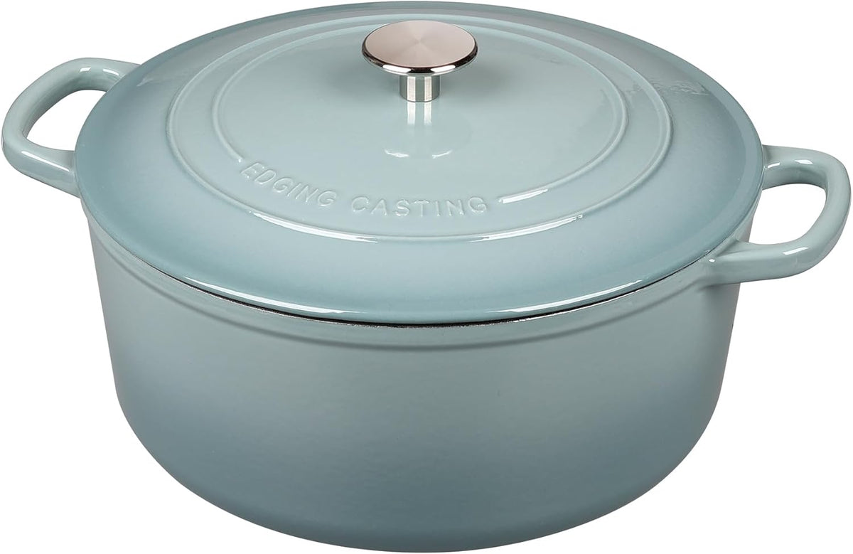 Enameled Dutch Ovens Cast Iron Dutch Oven Pot with Lid for Bread Baking, Cook, Dual Handle, 5.5 Quart, Seasalt
