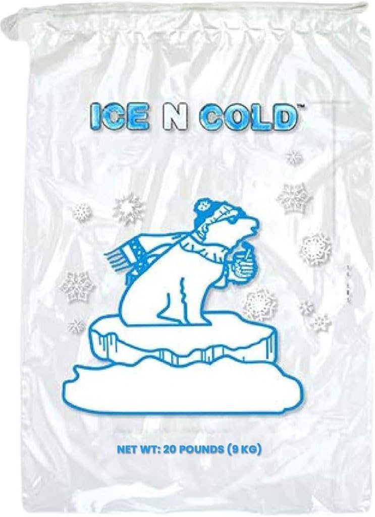 Ice Bags with Drawstring Closure | 20lb, 300ct/cs | 50 mic Thickness | Portable Storage and Freezer Keeper