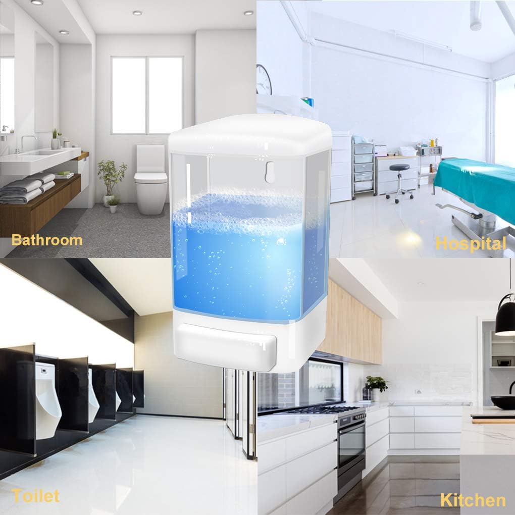 Evhome Manual Soap Dispenser Wall Mount Hand Sanitizer Dispenser 33.8oz Commercial Soap Dispenser for Bathroom Kitchen Restaurant School, Shampoo Dispenser for Liquid Gel Chamber 1000ml-trans