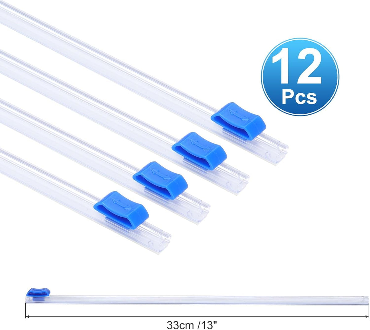 PATIKIL 12pcs Plastic Wrap Cutter, 13in Plastic Wrap Slide Cutter Self Adhesive Installation Replacement for Aluminum Foil Wax Paper Parchment Paper Wrap Dispenser, Blue