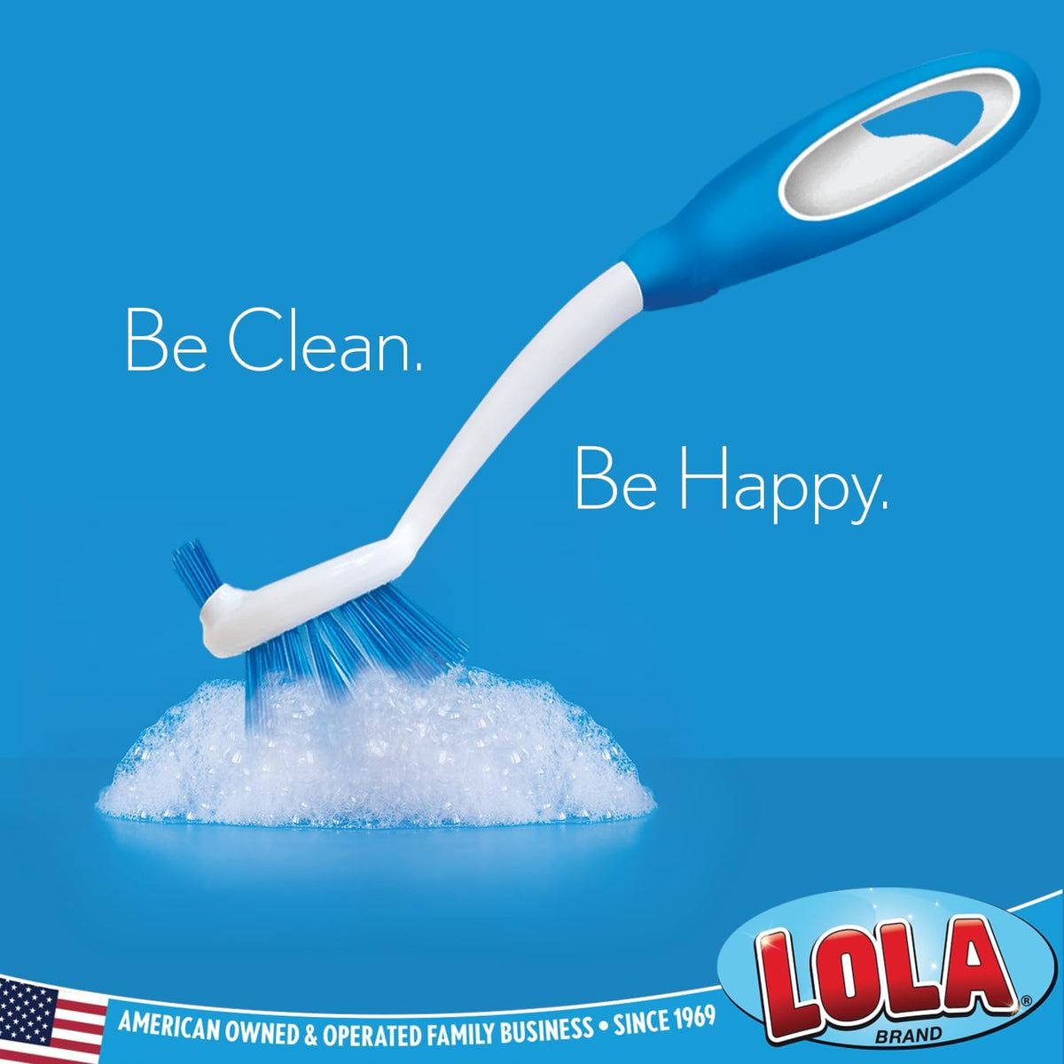 LOLA Pro Dish Brush Kitchen Scrubber | Poly Fiber Bristle | Built-in Food Scraper | Comfort Rubber Non-Slip Handle | Safe for Non-Stick & Coated Cookware | Dishwasher Safe for Cleaning 2 CT
