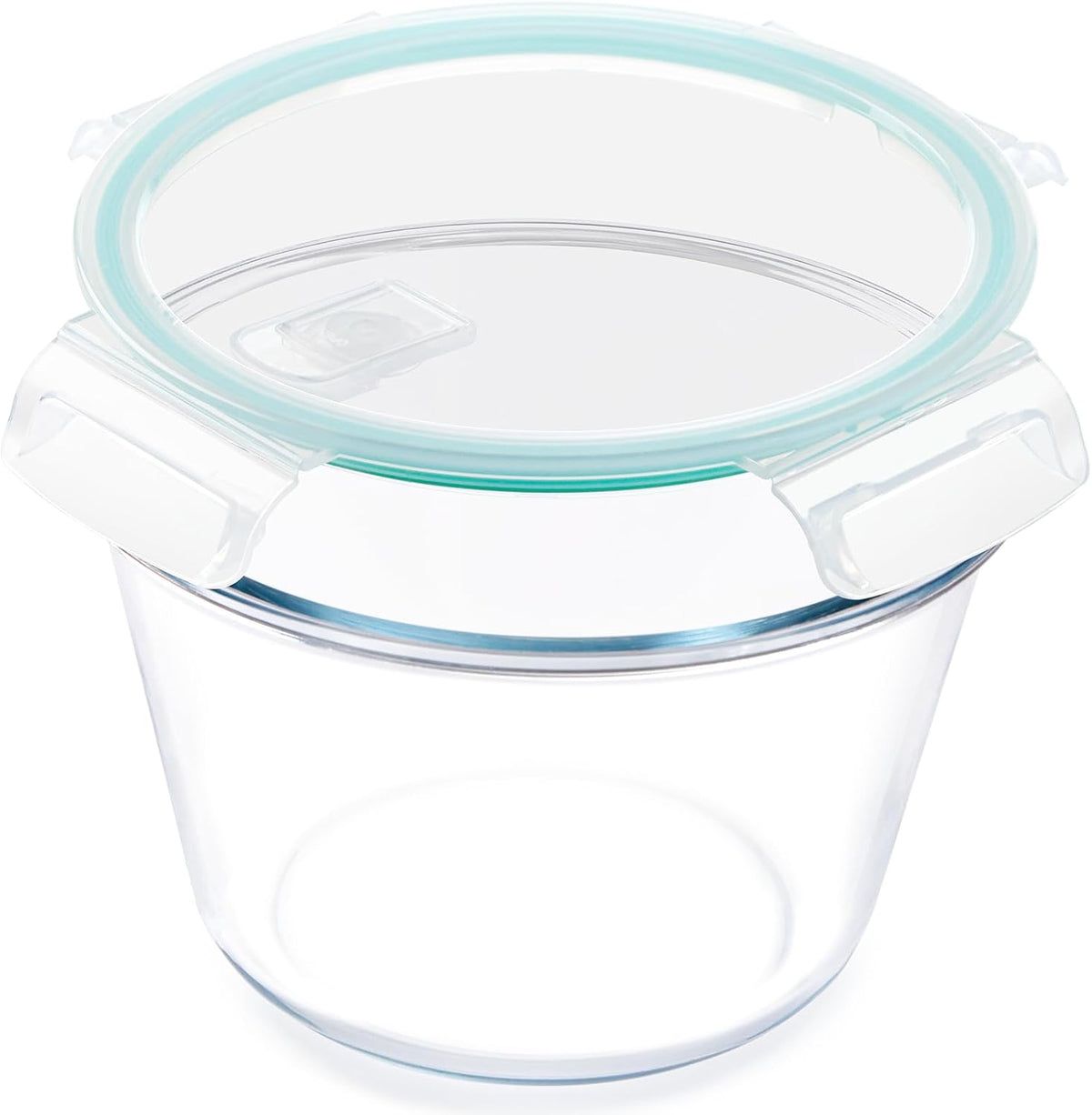 NUTRIUPS 2.1L Glass Food Storage Containers with Lids, 7.6×5in Deep Round Meal Prep Containers, Glass Mixing Bowls With Lid
