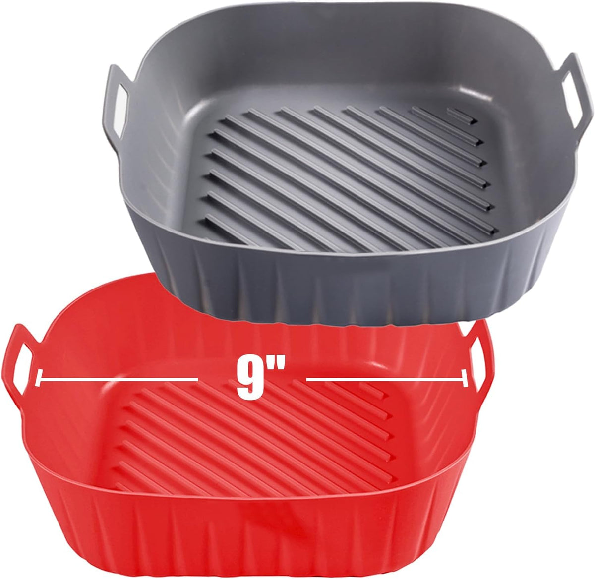 Silicone Liners Square for Air Fryer, 2 Pcs Non-stick Food-grade Reusable Basket Silicone Pot Baking Tray Airfryer Accessories, Top Size 9 inches, Bottom Size 8 inches