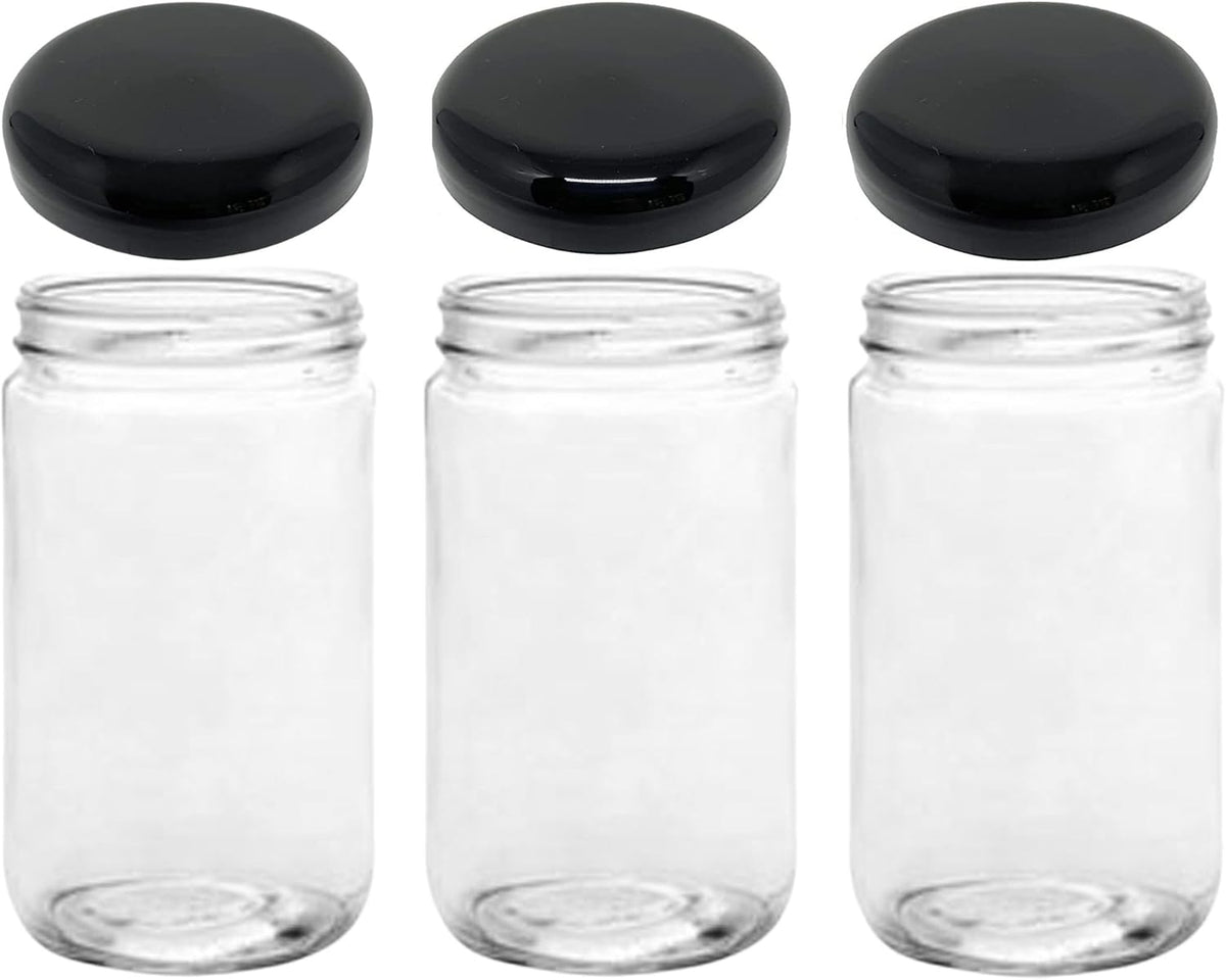 Jarming Collections 32oz Extra Wide Mouth Glass Storage Jar with BPA-Free Plastic Lid – Quart Size Airtight Mason Jar for Kitchen, Pantry, and Food Storage (3 Pack)