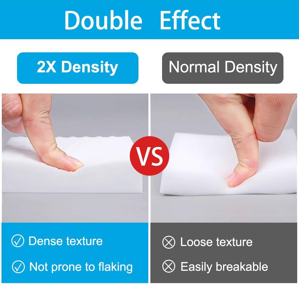 Magic Sponge Erasers, 50 Pack 2X Density Stronger Melamine Sponge Foam Pads, Multi-Functional Household Cleaning Supplies Cleaner for Kitchen, Bathroom, Bathtub, Sink, Wall Cleaner