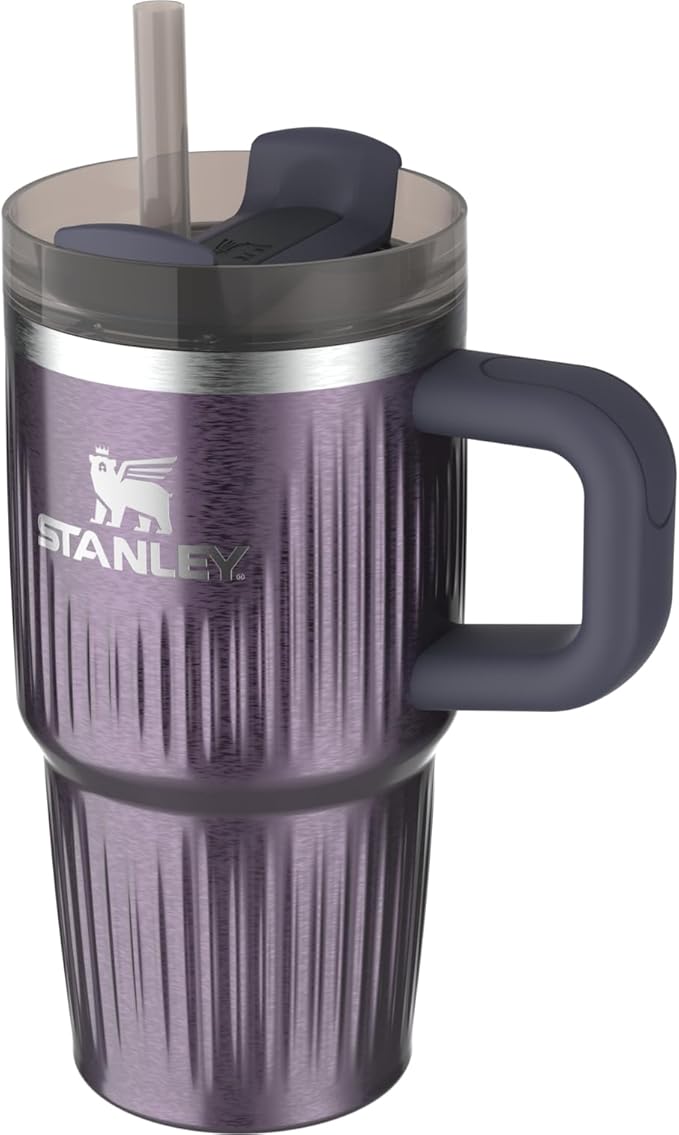 STANLEY Quencher H2.0 Tumbler with Handle and Straw 20 oz | Flowstate 3-Position Lid | Cup Holder Compatible for Travel | Insulated Stainless Steel Cup | BPA-Free | Fluted Wisteria Shine
