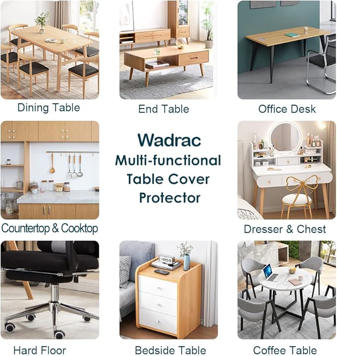 Clear Table Protector Plastic Table Cloths PVC Night Stand Table Mat Office Desk Mat Shelf Surface Protection Crystal Children Painting Cover Pad Transprent 1.5mm Rectangular 12x24 inch 2 PCS