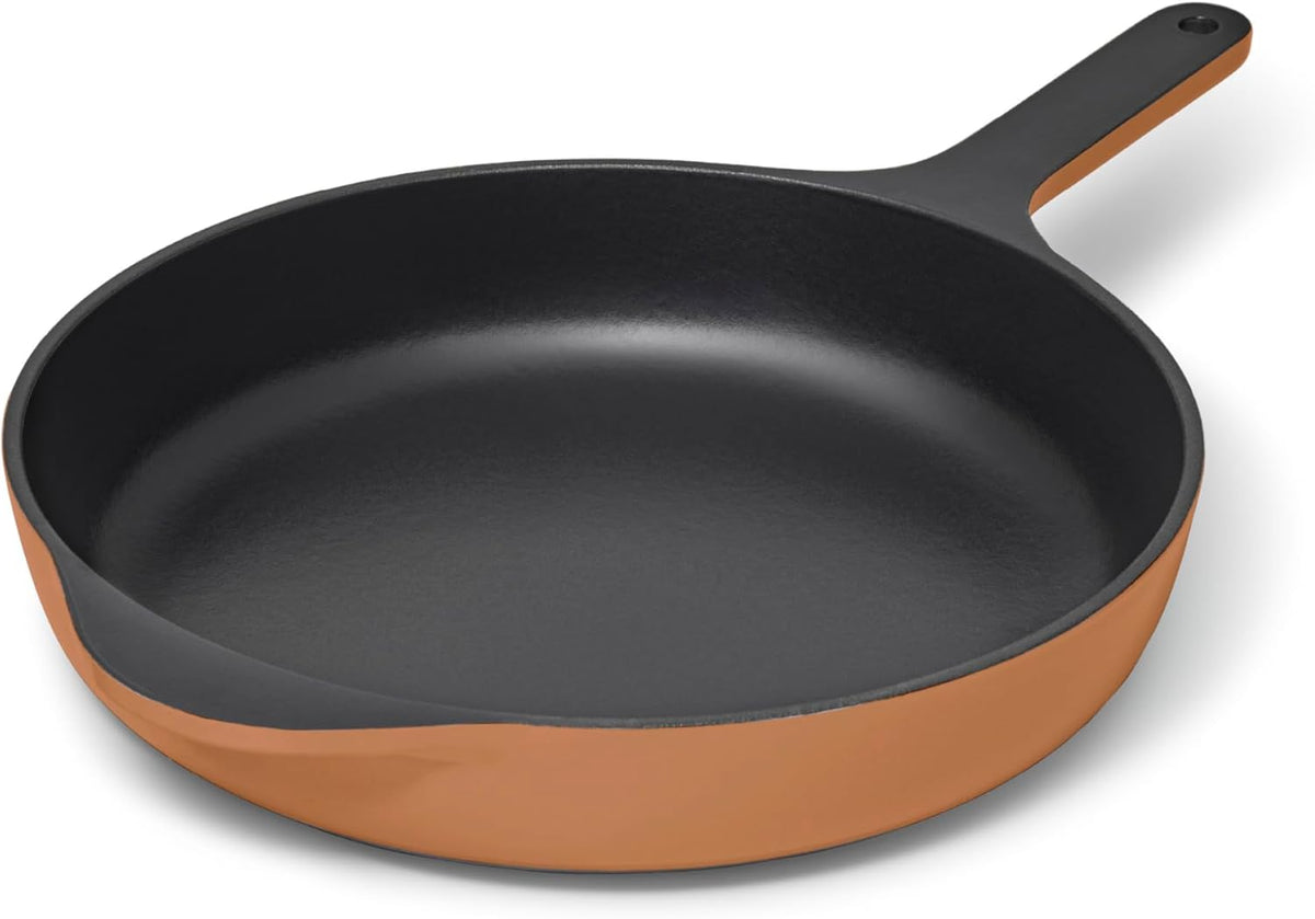 Caraway Cast Iron Skillet - 10.5” Enameled Cast Iron Pan With 3 Layer Enamel Coating - No Seasoning Required - Compatible With All Stovetops - Free From Forever Chemicals - Rust