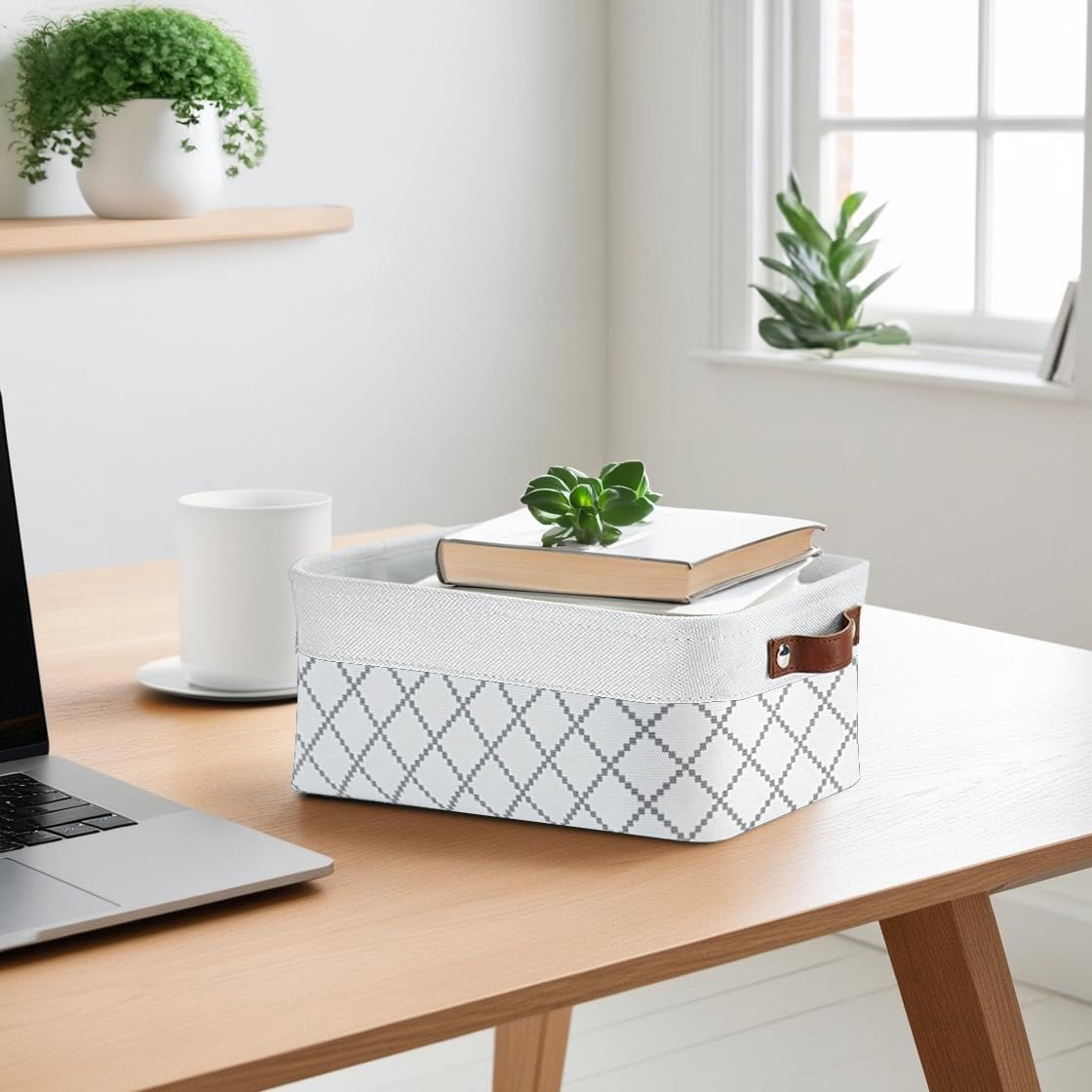 DECOMOMO Small Storage Basket, Closet Storage Bins, Baskets for Organizing Shelves (White Check, Small - 6 Pack)