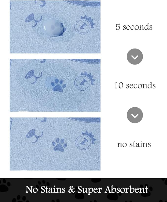 Pet Feeding Mat-Absorbent Dog Mat for Food and Water Bowl-No Stains Quick Dry Water Dispenser Mat-Dog Accessories Pet Supplies-Bowl for Messy Drinkers（PAW,17"x34"