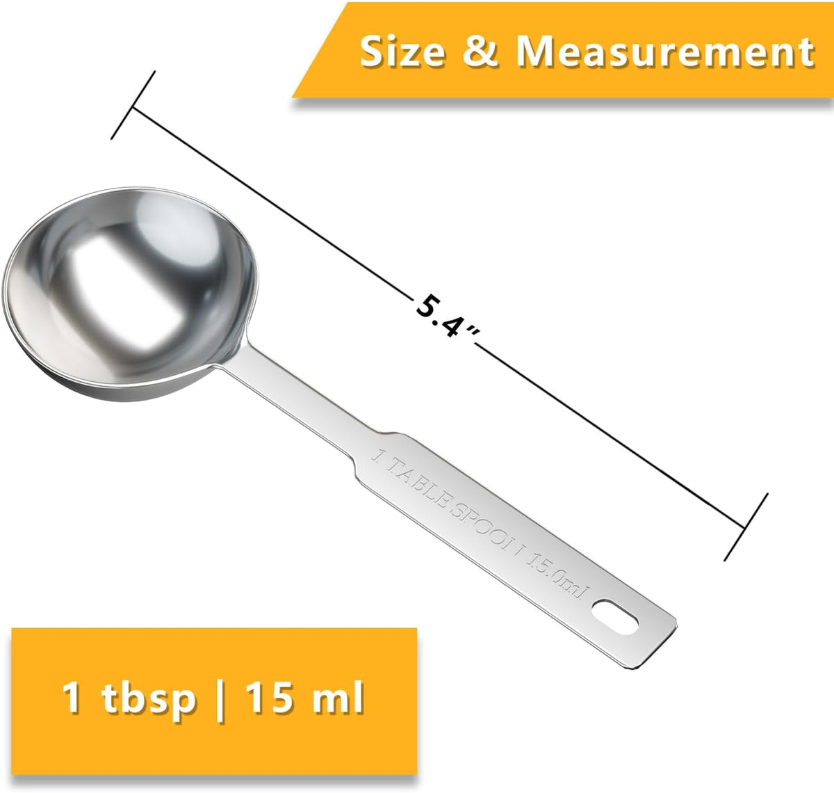 2PCS 1 Tbsp(3tsp, 1/2oz, 15ml) Single Measuring Spoon, Stainless Steel Individual Measure Scoop Only