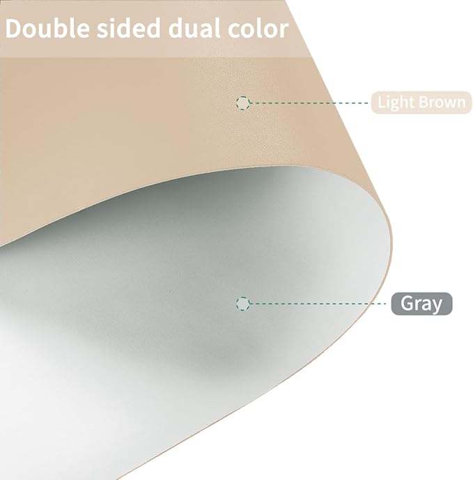 Leather Desk Mat - 18x36 Inch Waterproof Easy to Clean Can Conceal Flaws Protector The Table Top from Scratches Used for Coffee Table Office Table Dresser(Light Brown+Gray 18x36)