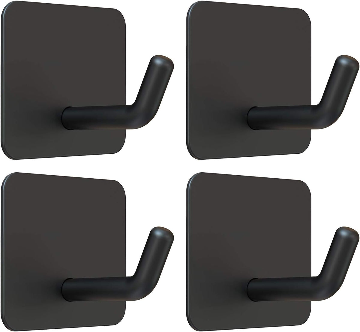 VIS'V Adhesive Hooks, Heavy Duty Shower Wall Stick on Hooks, Waterproof, 2 Extra Adhesive Strips, Black, 4 Pcs