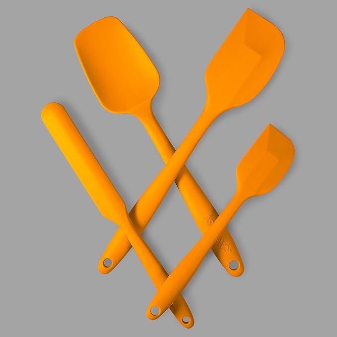 4 Piece Silicone Spatula Set, Flexible Heat Resistant Non-scratch Baking Cooking Rubber Spatulas with Stainless Steel Core, Orange