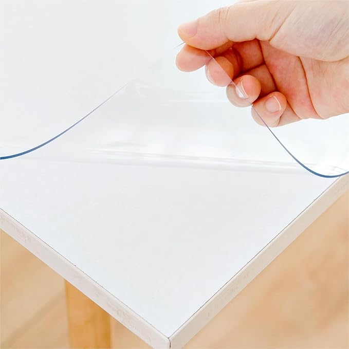 44 x 72 Inch Clear Table Cover Protector, Clear Table Protector for Dining Room Table, 1.5mm Plastic Table Cover, Waterproof Table Pad for Kitchen, Office