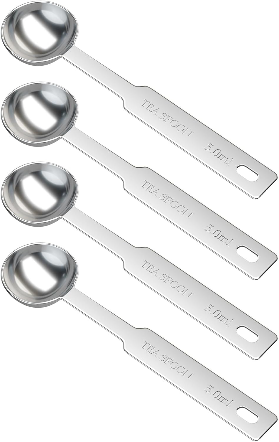 4PCS 1 Tsp(1/3tbsp, 1/6oz, 5ml) Single Measuring Spoon, Stainless Steel Individual Measure Scoop Only