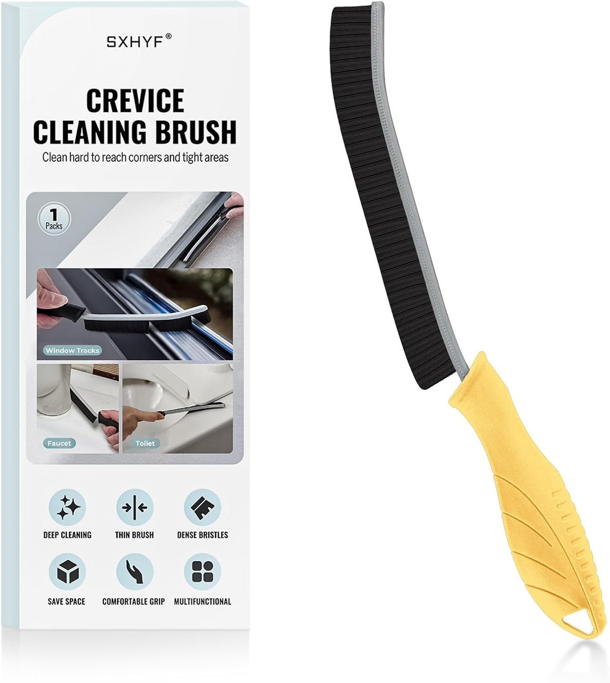 SXhyf Crevice Cleaning Brush - Grout Scrub Brush, House Cleaning Supplies, Gap Cleaning Tools, Home Essentials, Gifts for Women Men, Hard Bristle Crevice Cleaner Brush for Household Use, Bathroom