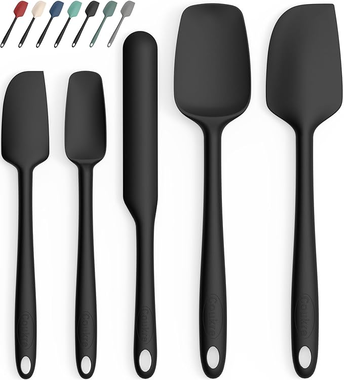 Coukre Silicone Spatula Set of 5,High Temperature Resistant, Food Grade Silicone, Dishwasher Safe, for Baking, Cooking (Pure Colorful B)