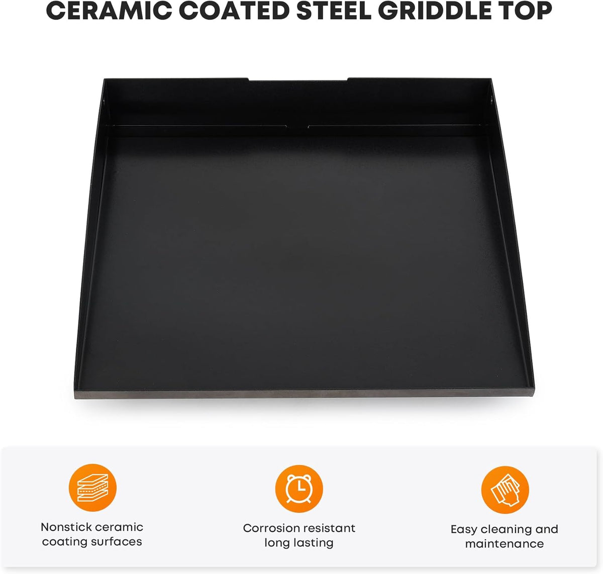Stanbroil 17 Inch Flat Top Griddle Replacement Top for Blackstone 17" Tabletop Griddle Station, Ceramic Coated Steel Griddle Top Replacement with Rear Grease System, Black