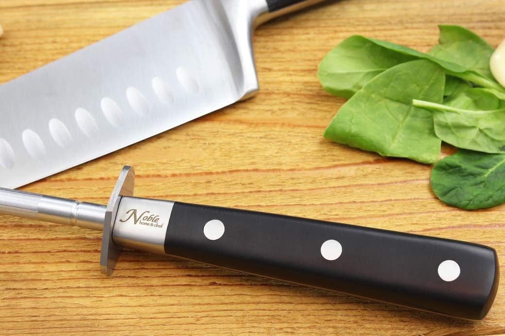 Professional Honing Steel 12”, Magnetized for Safety, No Rust, No Cheap Plastic! Noble’s Knife Sharpener Has an Oval Handle for a Firm Grip and is Built For Daily Use, Perfect for Chefs!