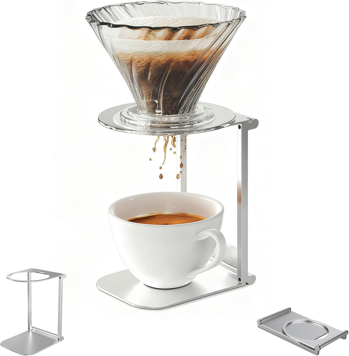 Portable Foldable Coffee Machine Stand with Pour Over Stand for Pour Over Coffee Dripper