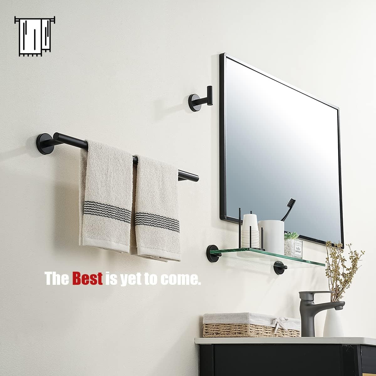 JQK Black Towel Bar, 20.5 Inch 304 Stainless Steel Thicken 0.8mm Towel Rack Bathroom, Towel Holder Matte Black Wall Mount, Useable Length 18 Inch, TB110L18-PB